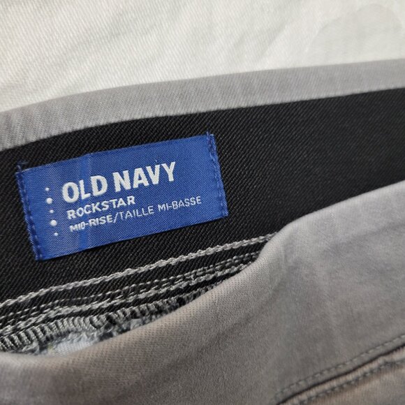 Old Navy Rockstar Mid Rise 14 Jeans Gray Pull on cozy grunge edgy Women classic - Picture 9 of 11